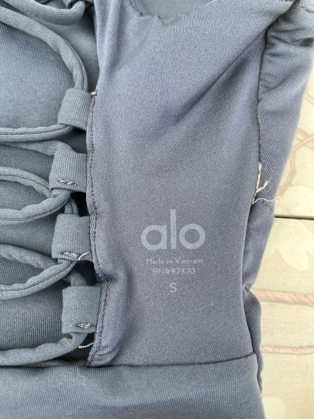 ALO Yoga Charcoal Gray Drawstring Waist Top